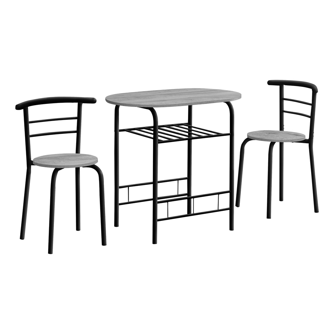 I 1207 Dining Set - 3pcs Set / Grey Top / Black Metal - Furniture Depot (7881071460600)