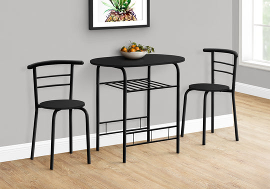 I 1208 Dining Set - 3pcs Set / Black Top / Black Metal - Furniture Depot (7881071591672)