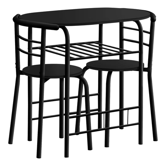 I 1208 Dining Set - 3pcs Set / Black Top / Black Metal - Furniture Depot (7881071591672)