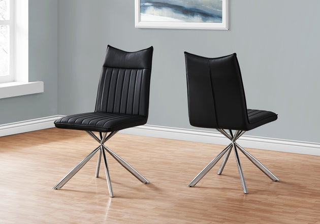 I 1213 Dining Chair - 2pcs / 36"H / Black Leather-Look / Chrome - Furniture Depot