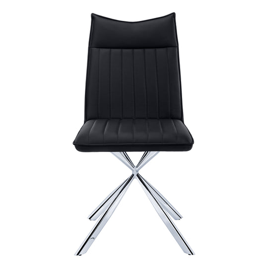 I 1213 Dining Chair - 2pcs / 36"H / Black Leather-Look / Chrome - Furniture Depot