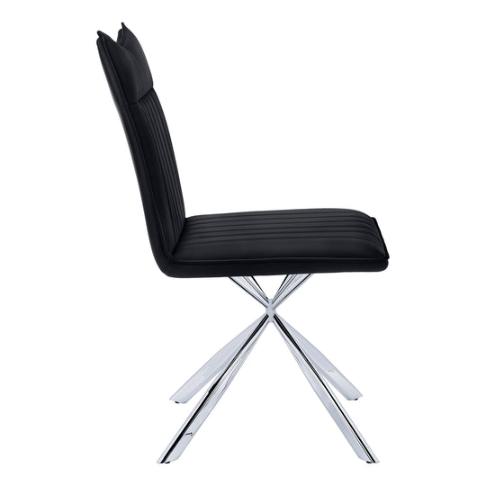I 1213 Dining Chair - 2pcs / 36"H / Black Leather-Look / Chrome - Furniture Depot