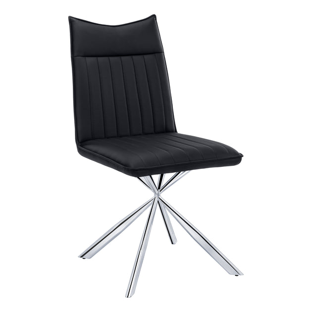 I 1213 Dining Chair - 2pcs / 36"H / Black Leather-Look / Chrome - Furniture Depot