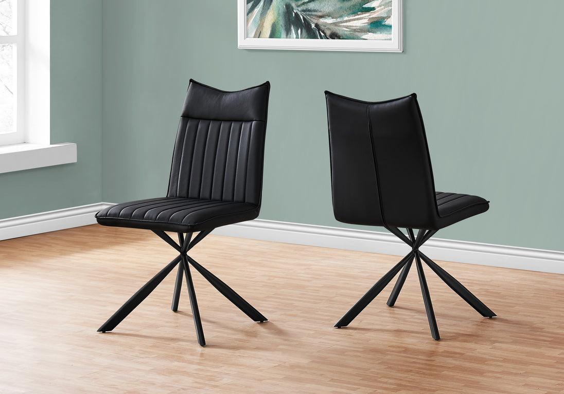I 1215 Dining Chair - 2pcs / 36"H / Black Leather-Look / Black - Furniture Depot (7881072410872)