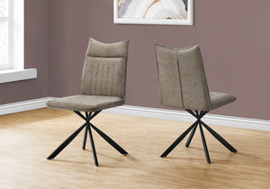 I 1216 Dining Chair - 2pcs / 36"H / Taupe Fabric / Black Metal - Furniture Depot (7881072607480)