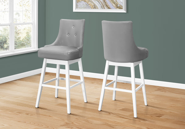 I 1243 Barstool - 2pcs / 46"H / Grey Leather-Look / Swivel - Furniture Depot (7881073623288)