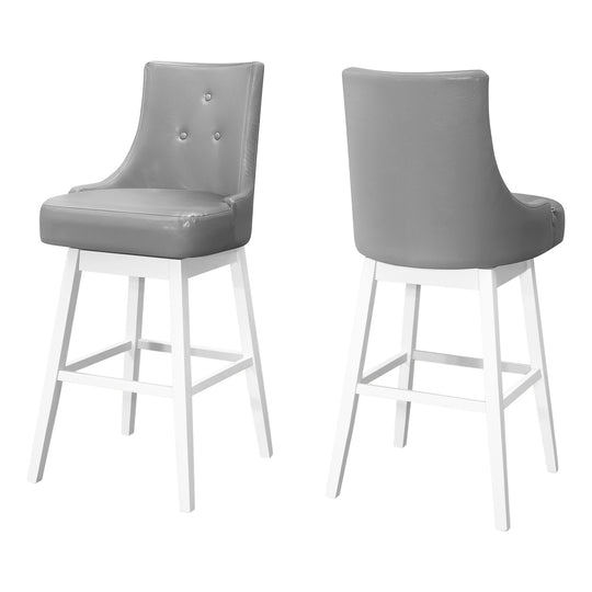 I 1243 Barstool - 2pcs / 46"H / Grey Leather-Look / Swivel - Furniture Depot (7881073623288)