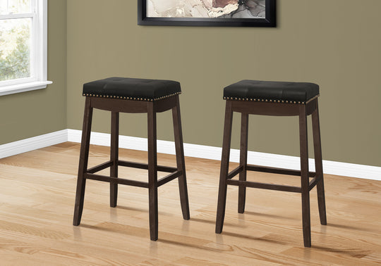 I 1260 Barstool - 2pcs / 29"H / Black Leather-Look / Espresso - Furniture Depot (7881073983736)