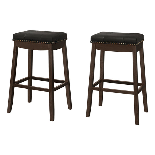 I 1260 Barstool - 2pcs / 29"H / Black Leather-Look / Espresso - Furniture Depot (7881073983736)