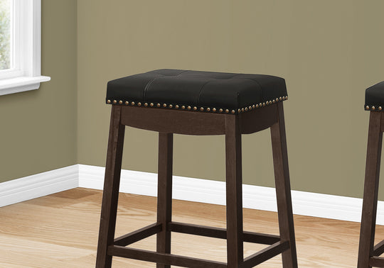 I 1260 Barstool - 2pcs / 29"H / Black Leather-Look / Espresso - Furniture Depot (7881073983736)