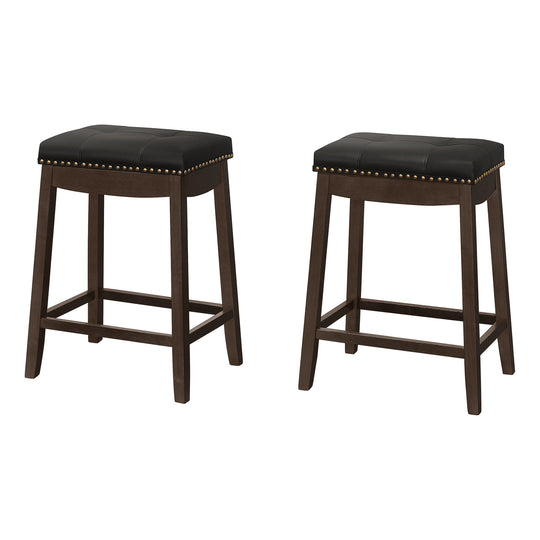 I 1261 Barstool - 2pcs / 24"H / Black Leather-Look / Espresso - Furniture Depot (7881074049272)