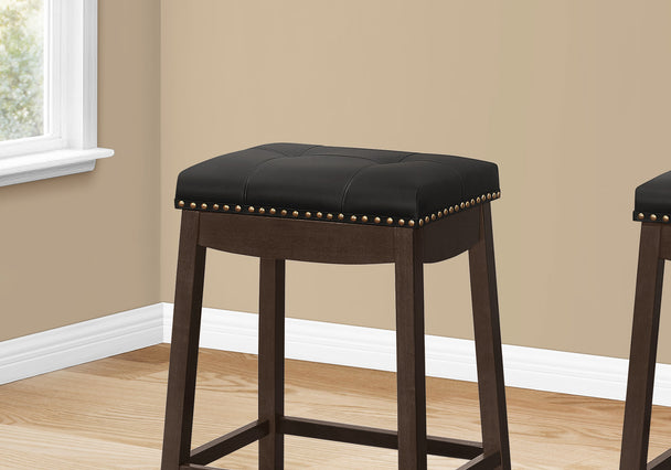 I 1261 Barstool - 2pcs / 24"H / Black Leather-Look / Espresso - Furniture Depot (7881074049272)