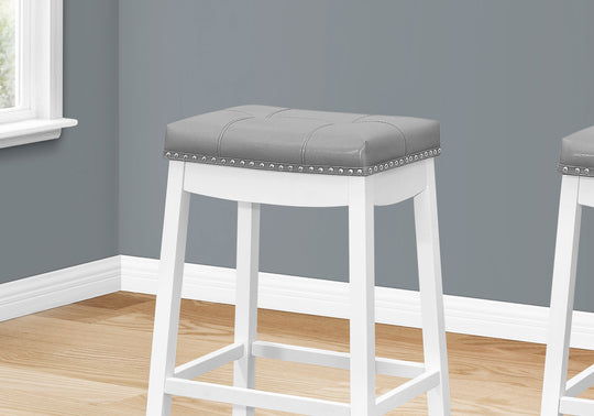 I 1262 Barstool - 2pcs / 29"H / Grey Leather-Look / White - Furniture Depot (7881074147576)