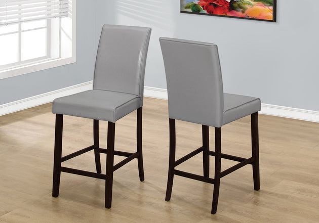 I 1902 Dining Chair - 2pcs / Grey Leather-Look Counter Height - Furniture Depot