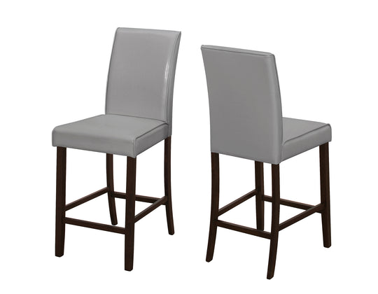 I 1902 Dining Chair - 2pcs / Grey Leather-Look Counter Height - Furniture Depot