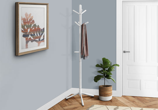 I 2002 Coat Rack - 69"H / White Wood Contemporary Style - Furniture Depot (7881076277496)