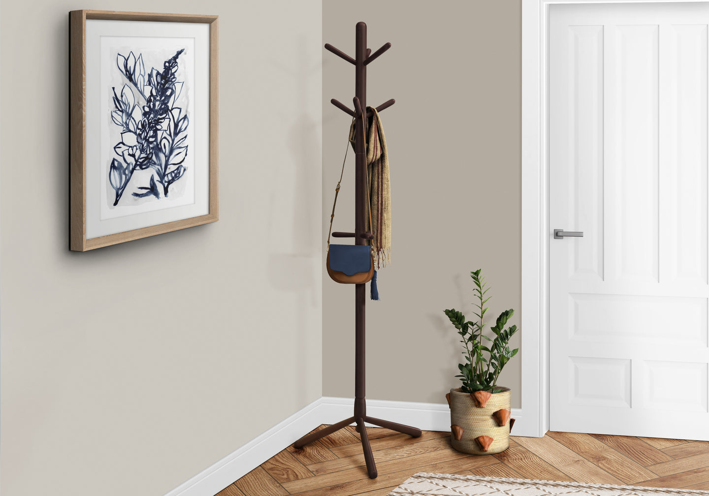 I 2004 Coat Rack - 69"H / Espresso Wood Contemporary Style - Furniture Depot (7881076506872)