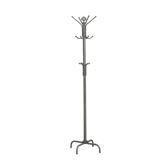 I 2007 Coat Rack - 70"H / Silver Metal - Furniture Depot