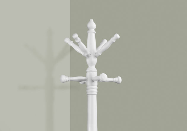 I 2013 Coat Rack - 73"H / Antique White Wood Traditional Style - Furniture Depot