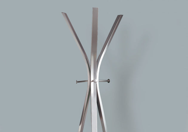 I 2015 Coat Rack - 72"H / Silver Metal Contemporary Style - Furniture Depot