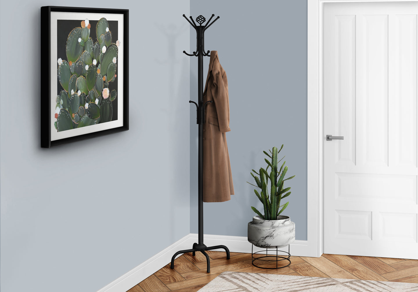 I 2019 Coat Rack - 70"H / Black Metal - Furniture Depot