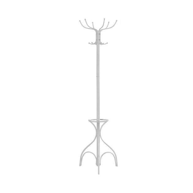 I 2030 Coat Rack - 70"H / White Metal With An Umbrella Holder - Furniture Depot