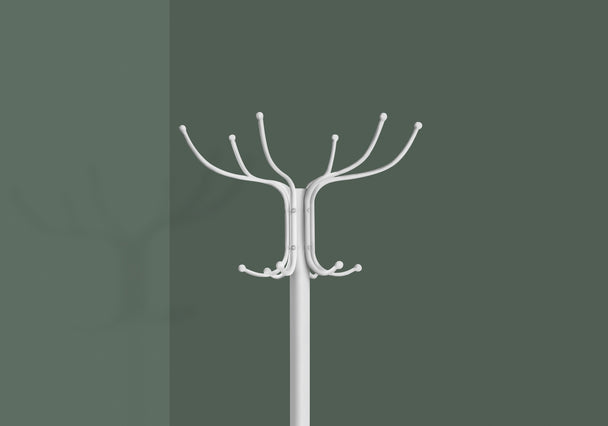 I 2030 Coat Rack - 70"H / White Metal With An Umbrella Holder - Furniture Depot