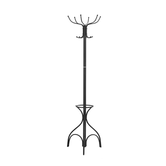 I 2031 Coat Rack - 70"H / Black Metal With An Umbrella Holder - Furniture Depot