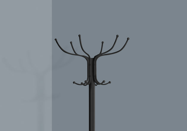 I 2031 Coat Rack - 70"H / Black Metal With An Umbrella Holder - Furniture Depot