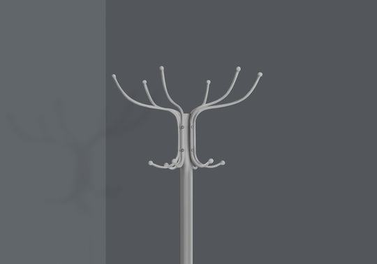 I 2032 Coat Rack - 70"H / Silver Metal With An Umbrella Holder - Furniture Depot