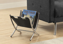 Load image into Gallery viewer, I 2034 Magazine Rack - Black Leather-Look / Chrome Metal - Furniture Depot (7881078112504)