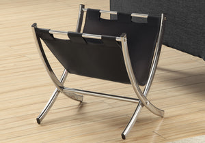 I 2034 Magazine Rack - Black Leather-Look / Chrome Metal - Furniture Depot (7881078112504)