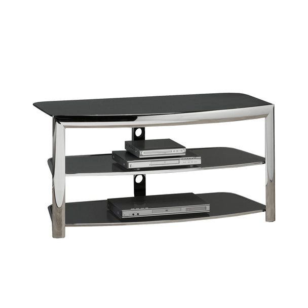 I 2038 Tv Stand - Chrome Metal / Black Tempered Glass - Furniture Depot