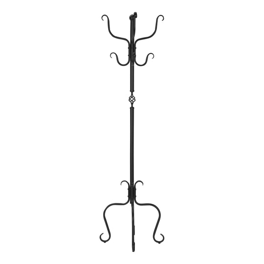 I 2065 Coat Rack - 74"H / Traditional Hammered Black Metal - Furniture Depot