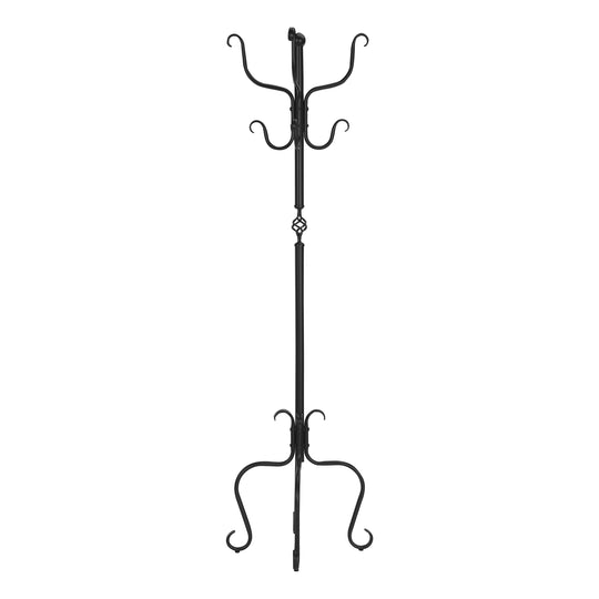 I 2065 Coat Rack - 74"H / Traditional Hammered Black Metal - Furniture Depot