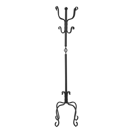 I 2065 Coat Rack - 74"H / Traditional Hammered Black Metal - Furniture Depot