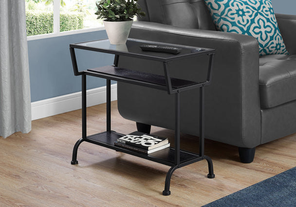 I 2066 Accent Table - 22"H / Espresso / Black / Tempered Glass - Furniture Depot (7881079849208)