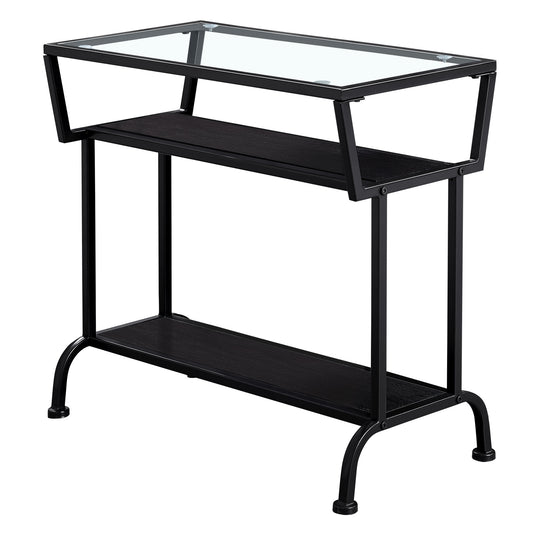 I 2066 Accent Table - 22"H / Espresso / Black / Tempered Glass - Furniture Depot (7881079849208)