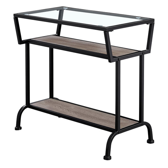 I 2067 Accent Table - 22"H / Dark Taupe / Black / Tempered Glass - Furniture Depot (7881079980280)