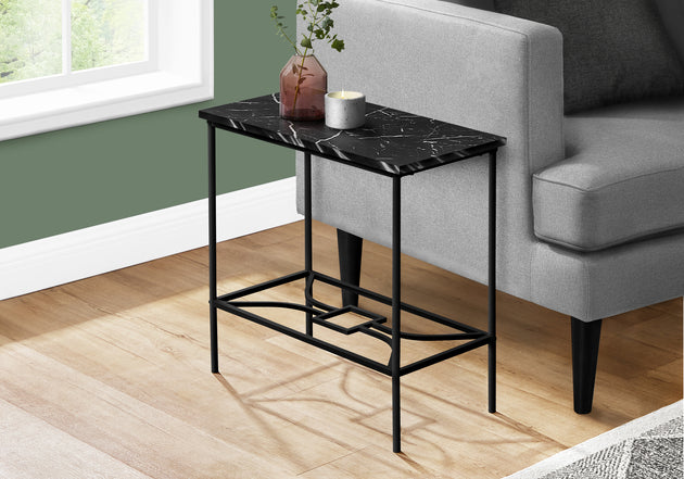 I 2074 Accent Table - 22"H / Black Marble / Black Metal - Furniture Depot (7881080144120)