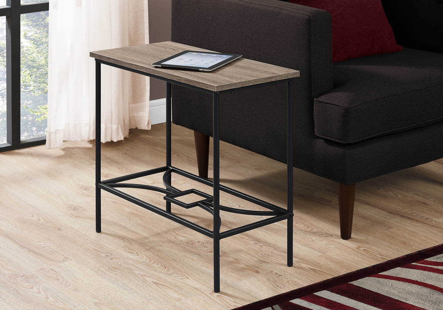 I 2075 Accent Table - 22"H / Dark Taupe / Black Metal - Furniture Depot (7881080242424)