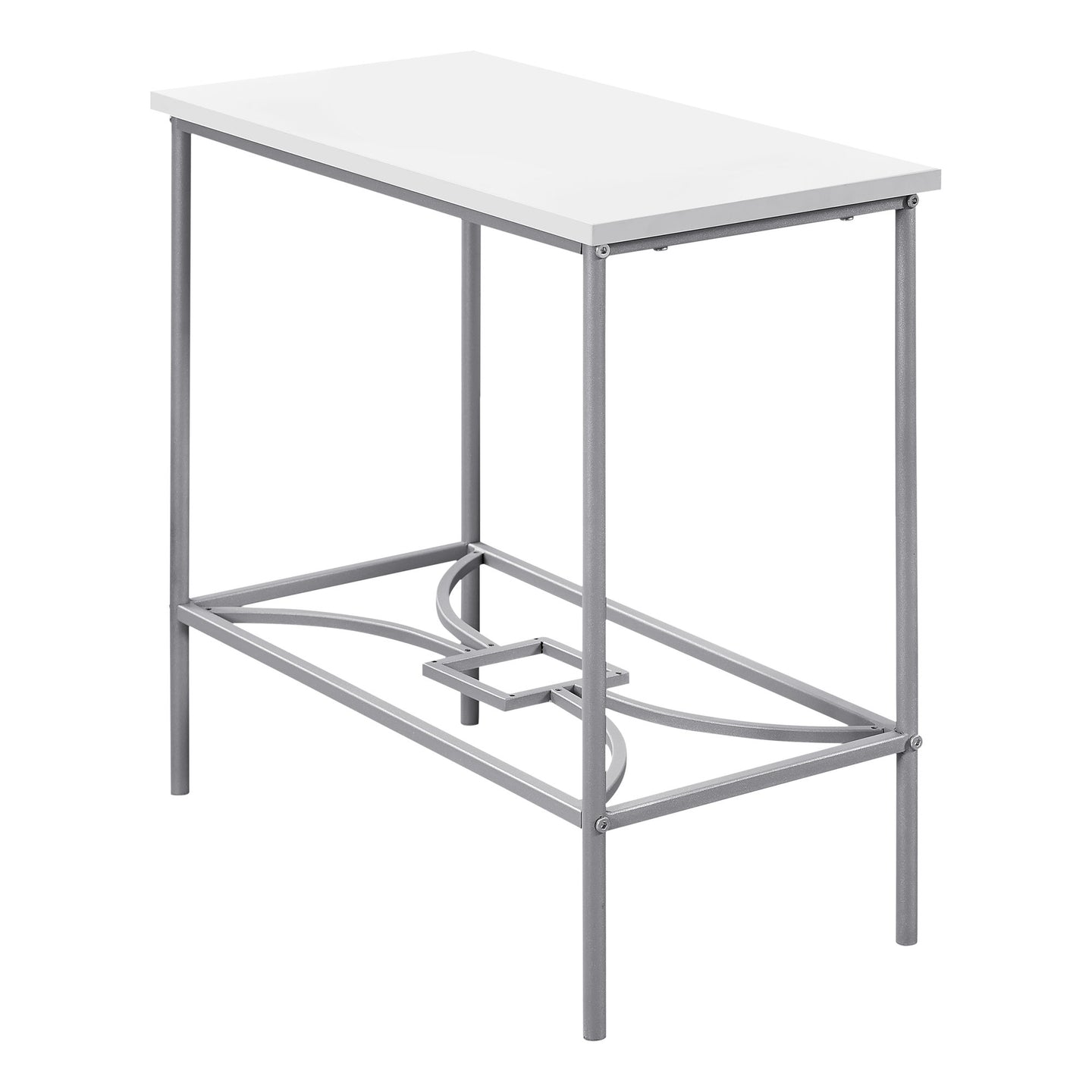 I 2077 Accent Table - 22"H / White / Silver Metal - Furniture Depot (7881080406264)