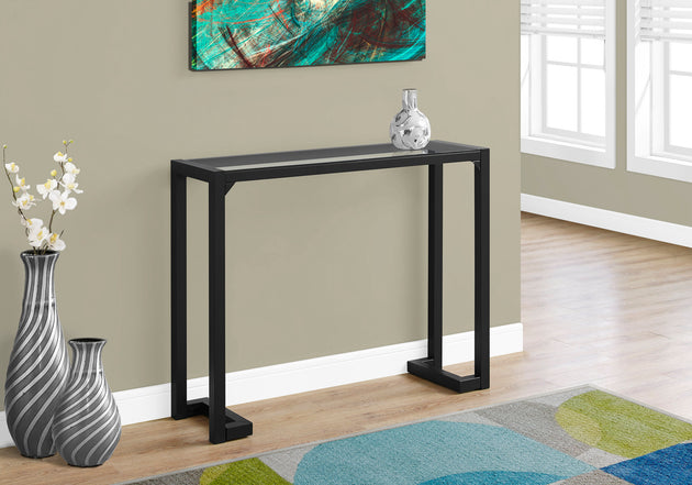 I 2106 Accent Table - 42"L / Black / Tempered Glass Hall Console - Furniture Depot (7881082470648)