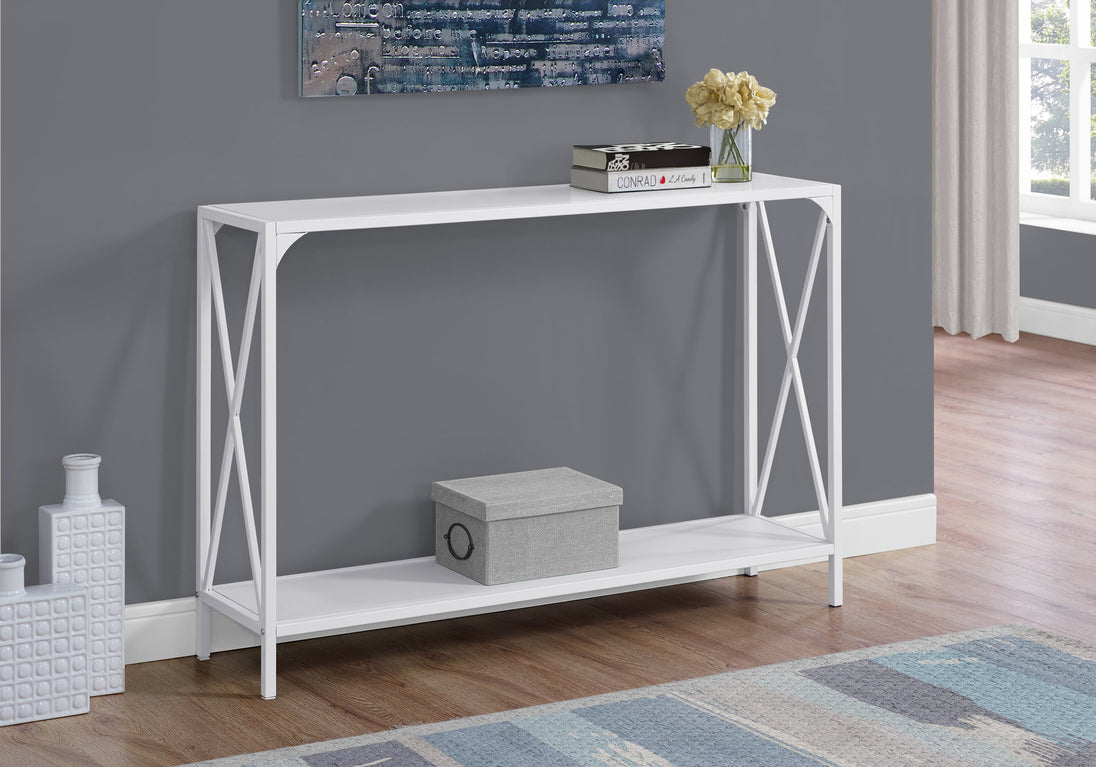 I 2124 Accent Table - 48"L / White / White Metal Hall Console - Furniture Depot (7881082863864)