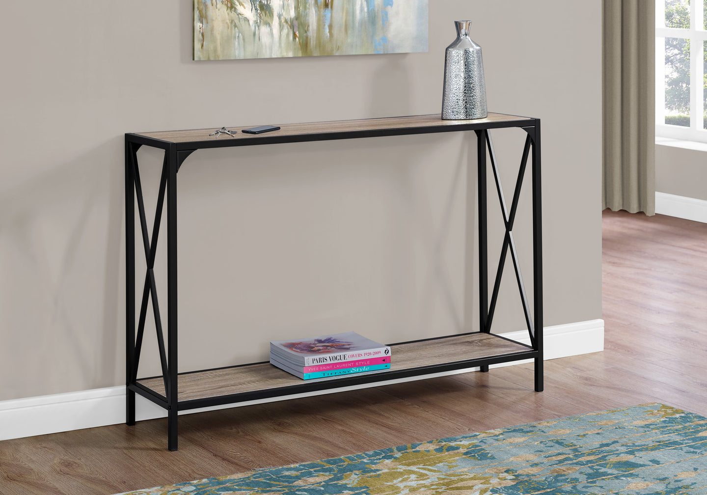 I 2125 Accent Table - 48"L / Dark Taupe / Black Hall Console - Furniture Depot (7881082929400)