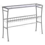 I 2128 Accent Table - 42"L / Silver /Tempered Glass Hall Console - Furniture Depot (7881083158776)