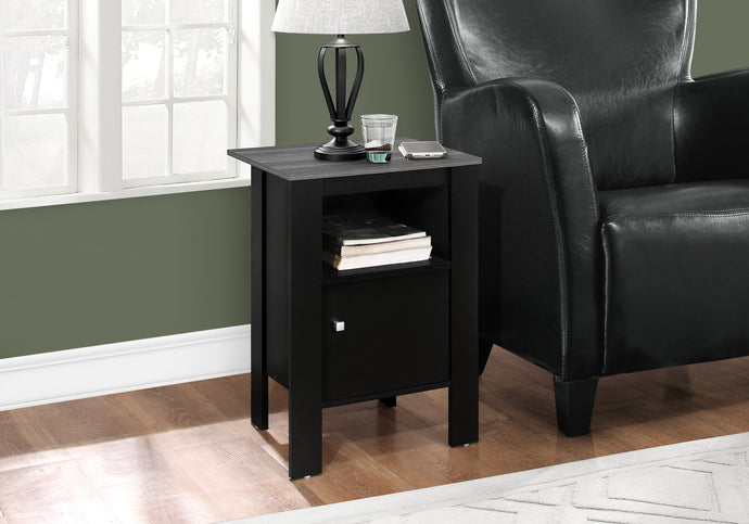 I 2134 Accent Table - Black / Grey Top Night Stand With Storage - Furniture Depot (7881083224312)