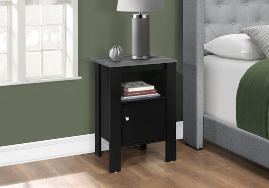 I 2134 Accent Table - Black / Grey Top Night Stand With Storage - Furniture Depot (7881083224312)