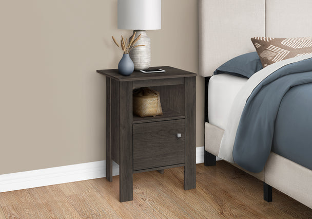 I 2145 Accent Table - Brown Oak Night Stand With Storage - Furniture Depot