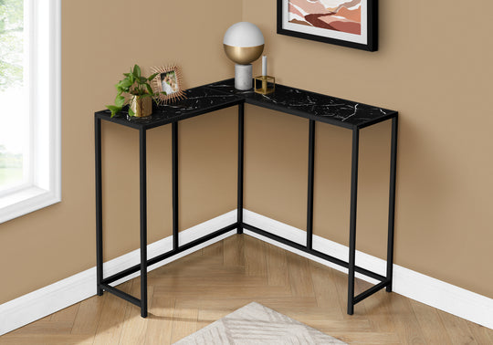 I 2158 Accent Table - 36"L / Black Marble / Black Corner Console - Furniture Depot (7881085190392)